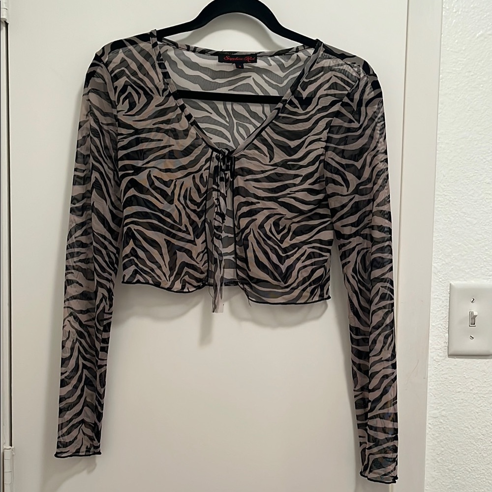 Sheer Zebra Print Long Sleeve Top